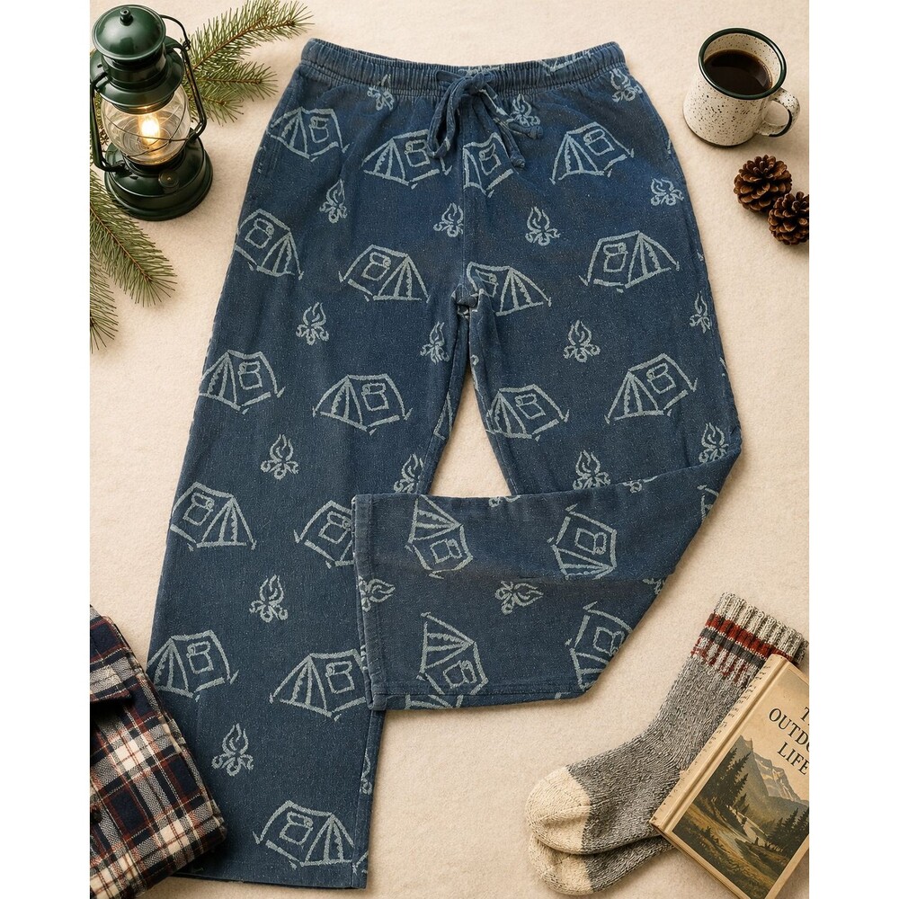 Woolrich Womens Small Blue Camping Tent Campfire Pajama Lounge Pants Cotton